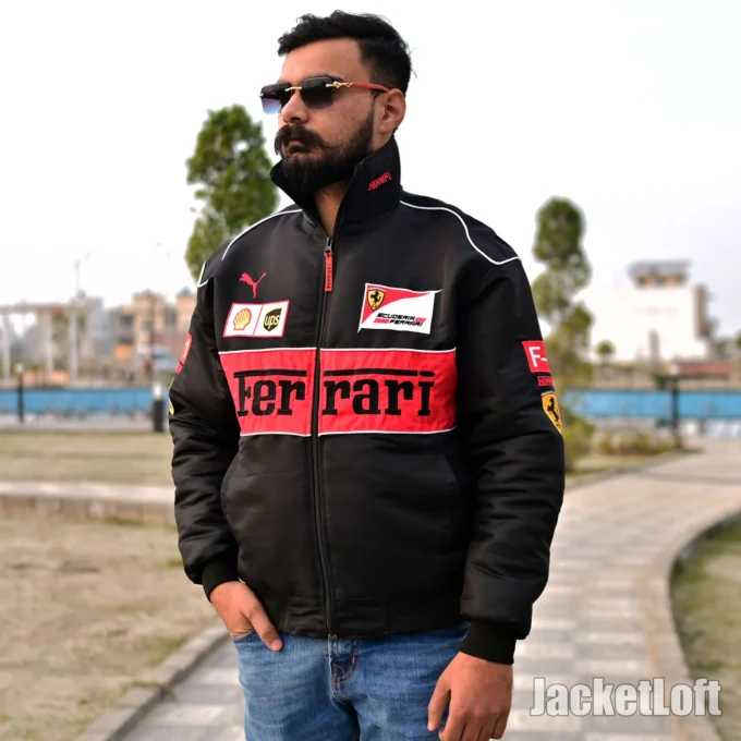Embroidered Formula 1 Ferrari Jacket Puffer by JacketLoft