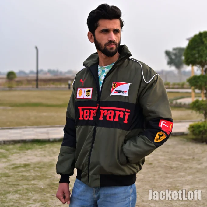 Embroidered F1 Ferrari Jacket Puffer by JacketLoft